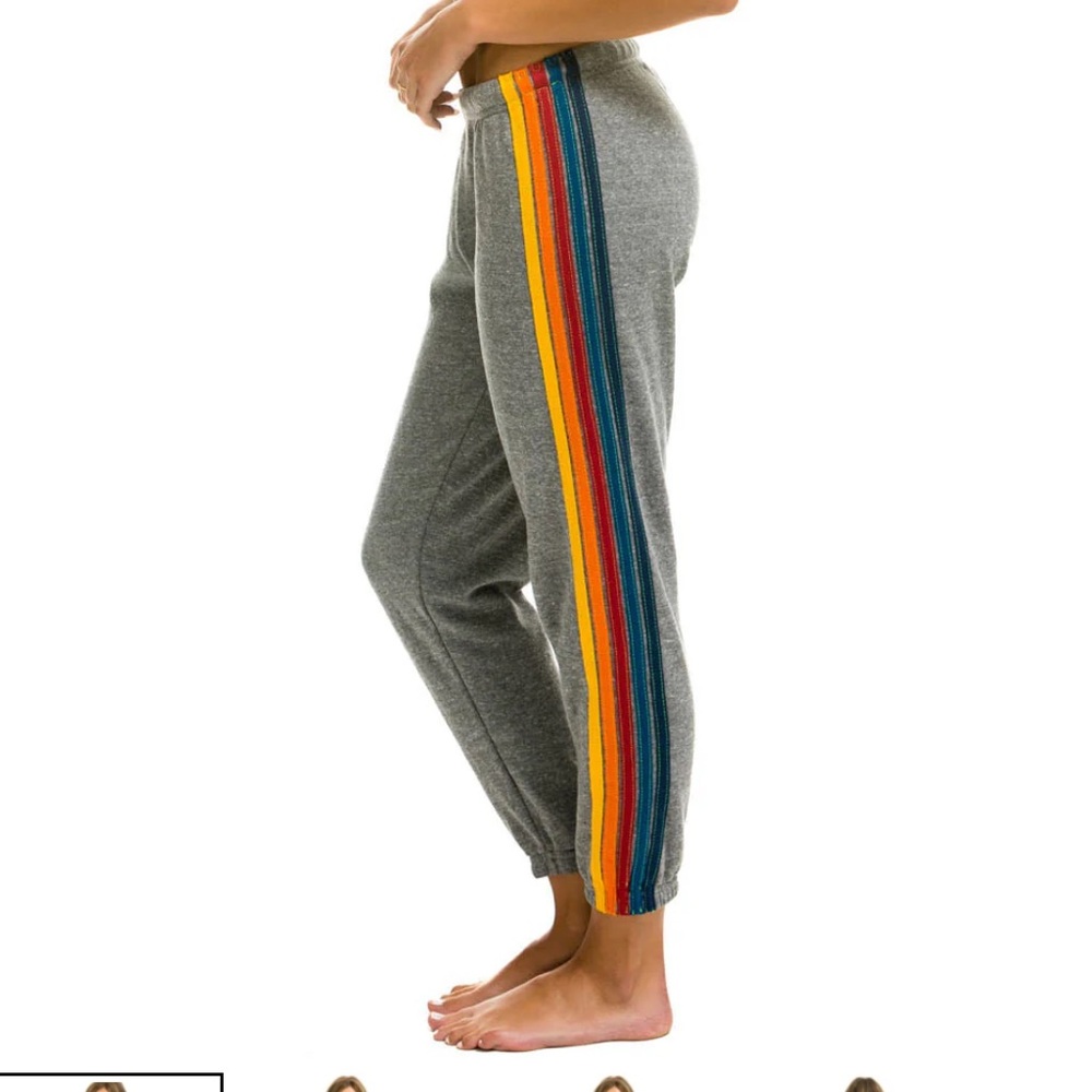 Aviator nation gray sweatpants with rainbow stripe